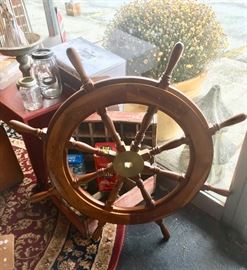 Large Wooden Ship's Wheel 