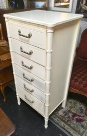 6-Drawer White Tall Wooden Chest 