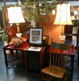 Two Tray Tables, these fold up for easy storage, plus a small oak vintage rocker