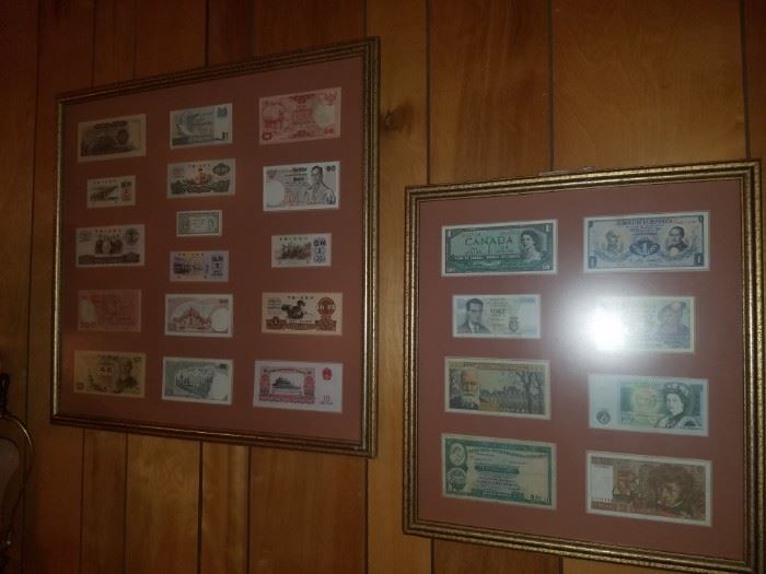 Framed foreign currency