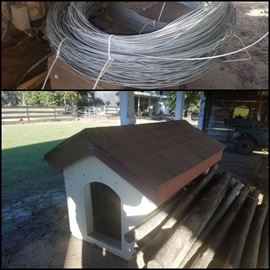 Fence posts, heavy duty electric fence wire, & dog house