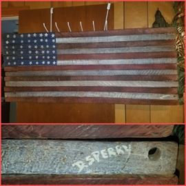 American flag wooden art by D. Sperry