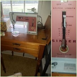 Vintage Singer sewing machine & cabinet