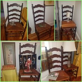Set of 6 ladder back chairs. 