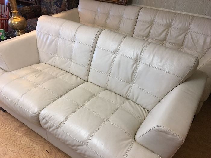 Cream color leather couch and Love Seat 50.00