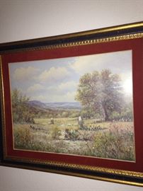 Framed Texas scene by Texas artist W R Thrasher, who was born in Lamar County, Texas, in 1908.