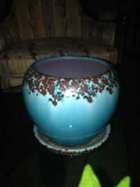 Turquoise and brown planter