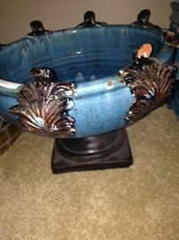 Blue & brown bowl/planter