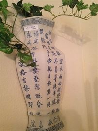 Blue & white Asian wall vase