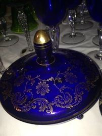 Cobalt blue lidded bowl
