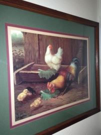 Framed rooster art