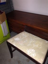 Vintage cedar chest and vanity stool