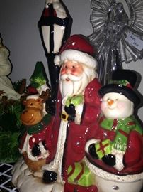Reindeer, Santa, and snowman ceramic