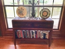 Wicker Table with Drawers, More Books