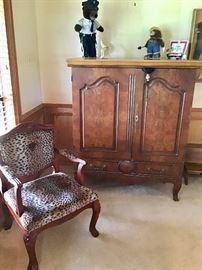 Faux Leopard Fur Armchair, TV Armoire