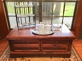 Coffee Table and Cut Glass