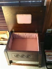 Another Antique Sewing Stand with Pink Silk Lining