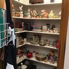 Cookie jar collection, lots of Lenox Christmas Dishes, lots of kitchenware