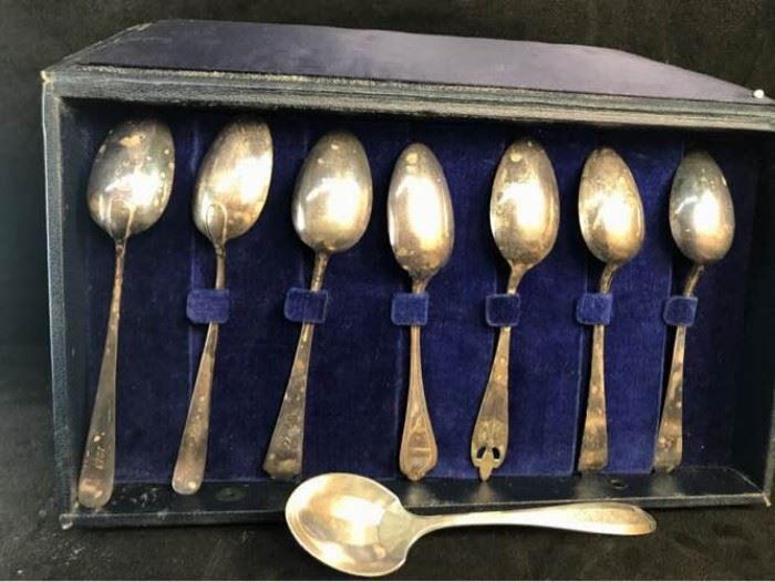  Engraved Mary Sterling Spoons