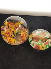 Pair Glass Paperweights