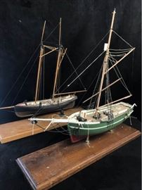 Pair of Vintage Ship Models