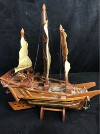 Vintage Wooden Ship Model