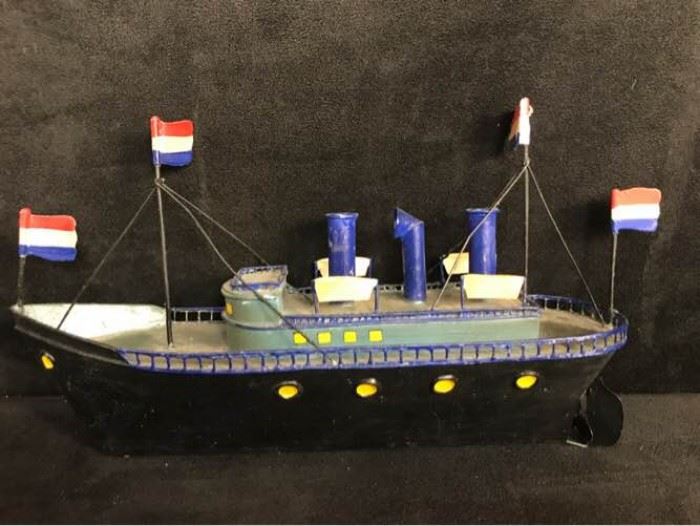 Vintage Tin Ship Model