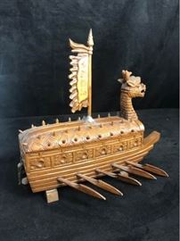 Chinese wood dragon boat