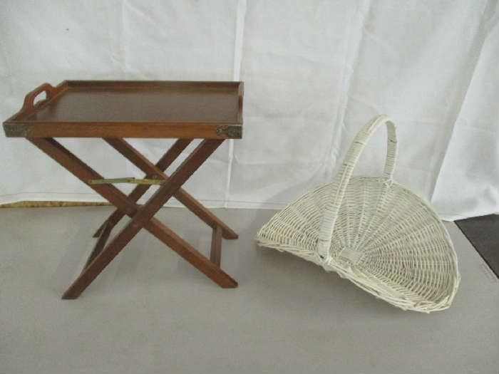 Tray table and wicker basket