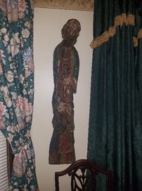 Pair of unique wood carved wall statues