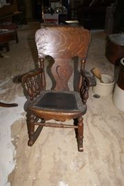 Antique Tiger Oak Childs Rocking Chair  