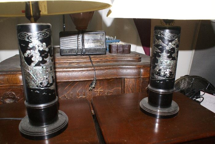 Set of C.1950's Era Mother of Pearl Japanese Table Lamps "STUNNING" 