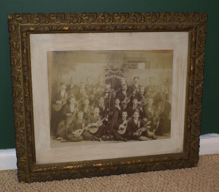 C.1890's Framed Black & White Image of the GOLDEN HARP Band  