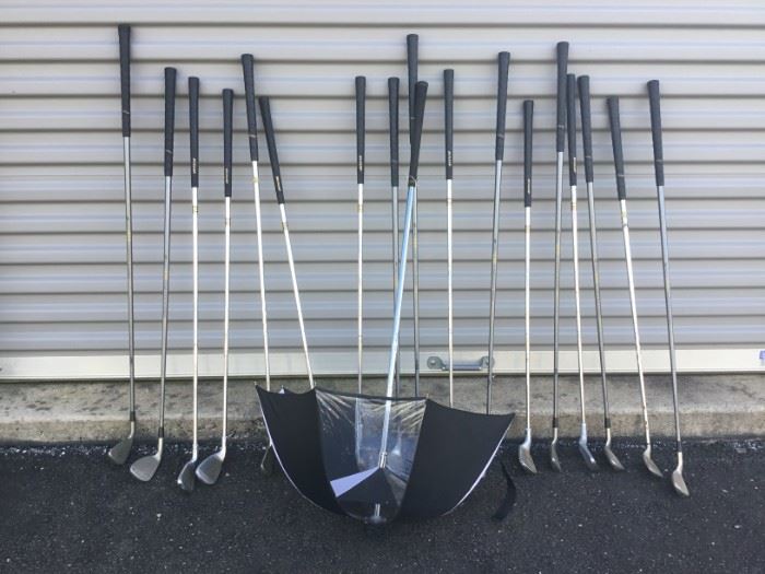 Assorted Golf Clubs and Umbrella https://ctbids.com/#!/description/share/53240