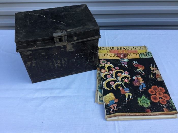 Vintage Metal Bread Box and Magazines https://ctbids.com/#!/description/share/53248