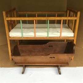 Wooden Doll Bed and Doll Cradle https://ctbids.com/#!/description/share/53046