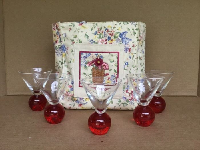 Liquor Glasses in Longaberger Tote Bag https://ctbids.com/#!/description/share/53048
