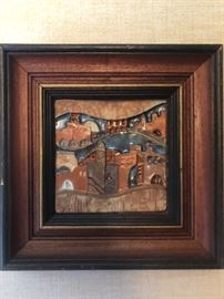 Mid century copper relief wall art