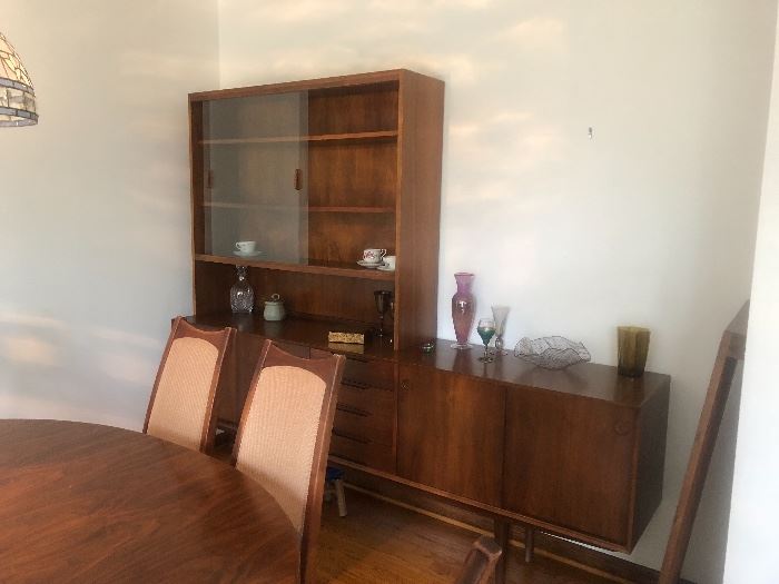 Morredi Walnut dining room table 6 chairs 60 x 42 2 extension 20" each ! BUY IT NOW $1000, Norwegian teak Sideboard by Frederick Kayser for Gustav Bahus 85 x 17" Buy it now $1200