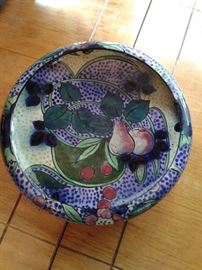 Stunning hand pained pottery fruit bowl