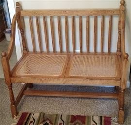 Wooden cane seat bench