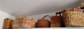 large group of decorative baskets