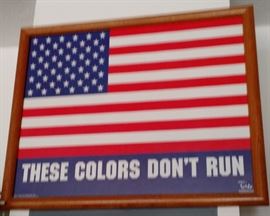 Wood Framed Glass 18" x 22"  US Flag  poster. Very Nice!