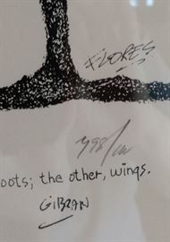Detail on the “Inspiration Print”  signed and numbered by artist Flores with special Gibran Quote! Very nice! 