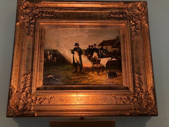 Framed Art, Arthur Tucker late 19th, early 20th century painting with ornate, lighted frame
