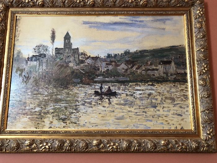Framed, Signed Oil Painting, by Claude Monet "The Seine at Vetheuil" with certificate of authenticity