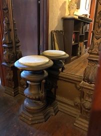 8 ft tall Victorian Pier Mirror with marble topped vase stand