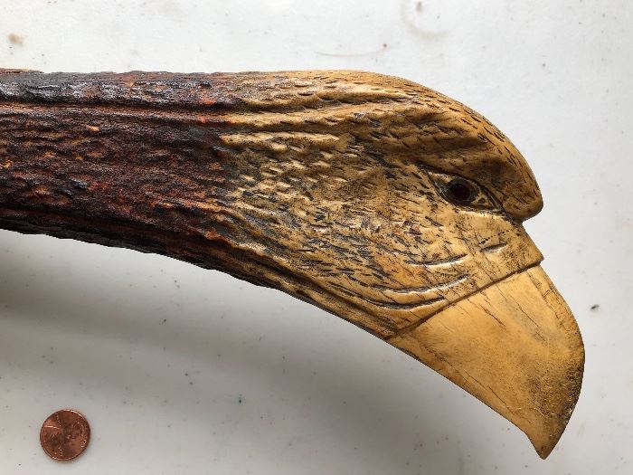 Antler carved machete handle