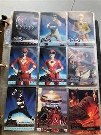 Power Rangers trading cards in binder