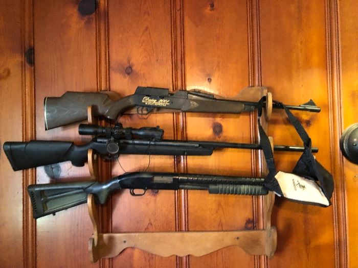 Guns in rack -have a couple of wall mounted gun racks for sale
